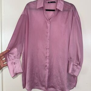 Zara Light Pink Satin Shirt